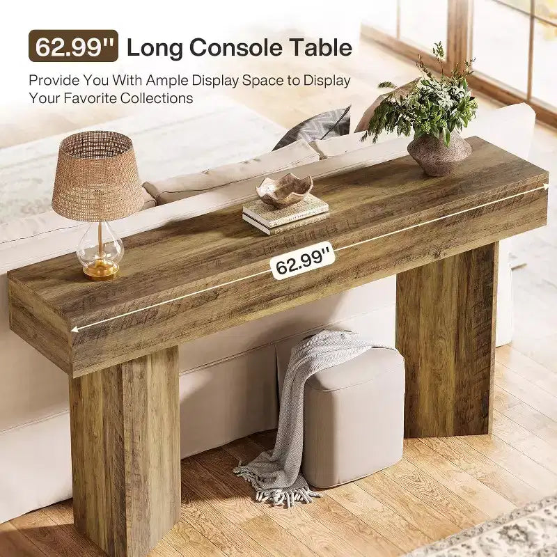 Lantine 63 pouces, table console de ferme, table de canapé étroite et longue derrière le canapé