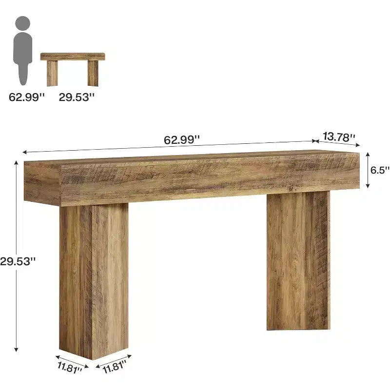 Lantine 63 pouces, table console de ferme, table de canapé étroite et longue derrière le canapé