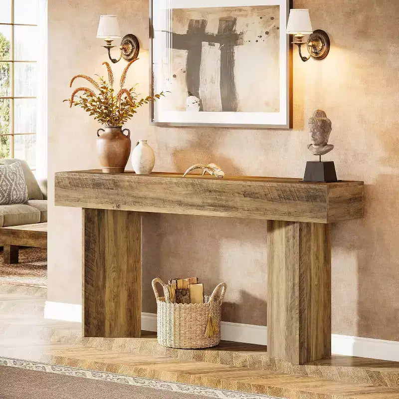 Lantine 63 pouces, table console de ferme, table de canapé étroite et longue derrière le canapé