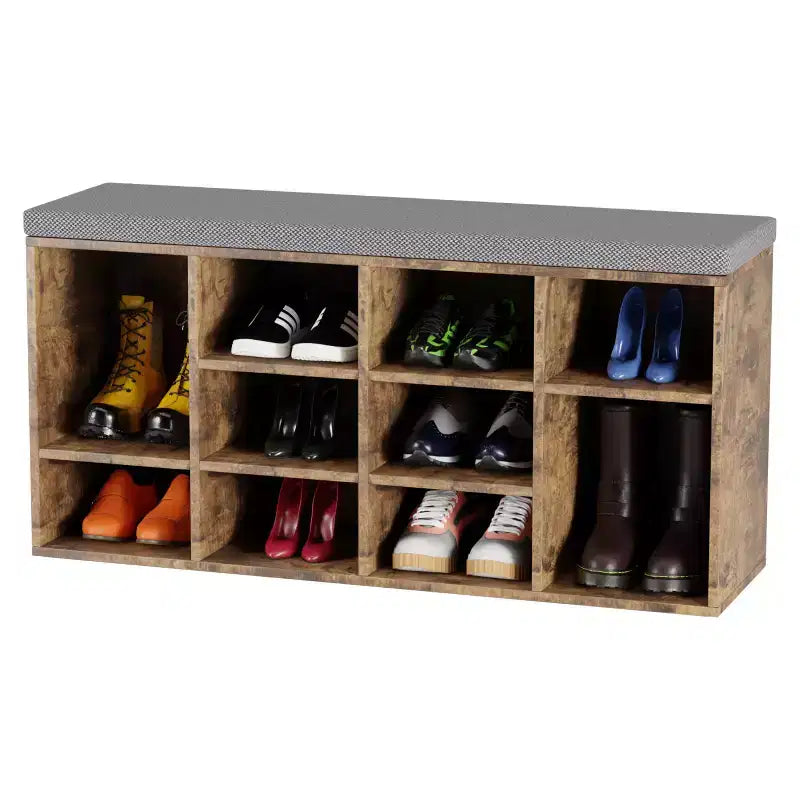 Banc à chaussures BestMassage, meuble de rangement pour chaussures, banc d'entrée avec coussin