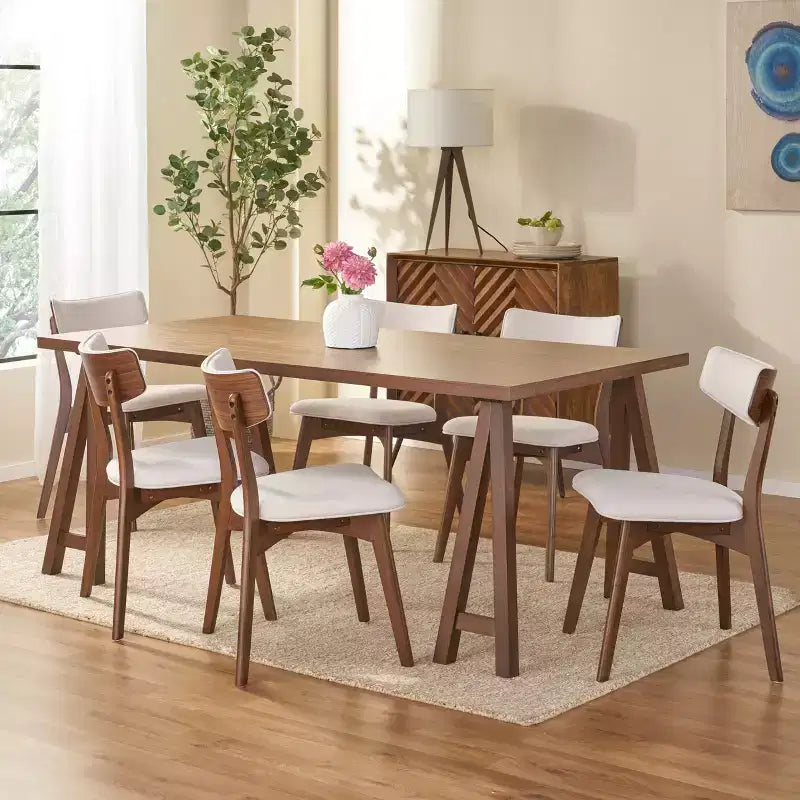 Ensemble de salle à manger 7 pièces Christopher Knight Home Chazz en tissu de style Mid-Century Modern