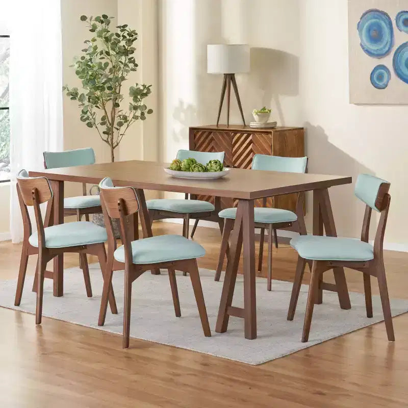 Ensemble de salle à manger 7 pièces Christopher Knight Home Chazz en tissu de style Mid-Century Modern