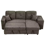 Canapé d'angle convertible réversible en L avec chaise longue de rangement, étagère latérale et 2 tabourets – Canapé-lit gigogne pour salon