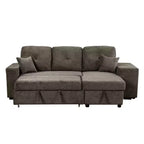 Canapé d'angle convertible réversible en L avec chaise longue de rangement, étagère latérale et 2 tabourets – Canapé-lit gigogne pour salon