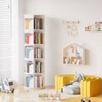 Étagère à Livres Rotative, Organiseur Vertical à 360°, Tour Ronde Gain de Place, Blanc-SpaceAid