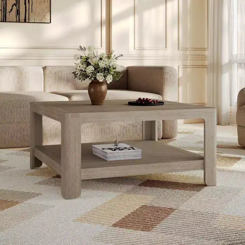 Table basse carrée à double couche de style moderne d'intérieur Cletes de Christopher Knight Home