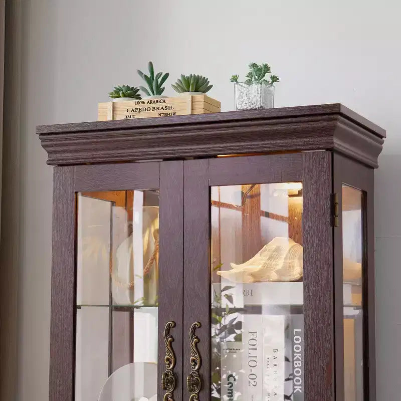 Meuble d'exposition en verre éclairé Vatros, vitrine, armoire de rangement en verre