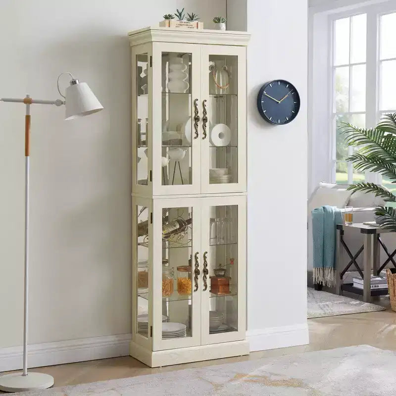 Meuble d'exposition en verre éclairé Vatros, vitrine, armoire de rangement en verre