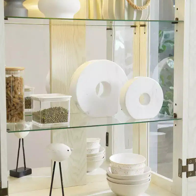 Meuble d'exposition en verre éclairé Vatros, vitrine, armoire de rangement en verre