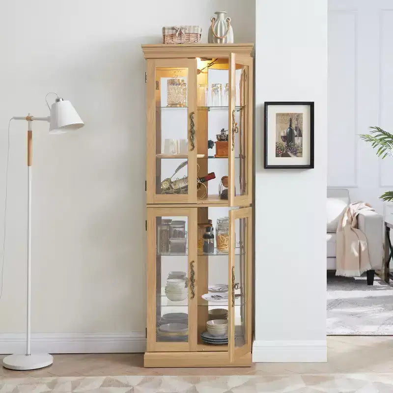 Meuble d'exposition en verre éclairé Vatros, vitrine, armoire de rangement en verre