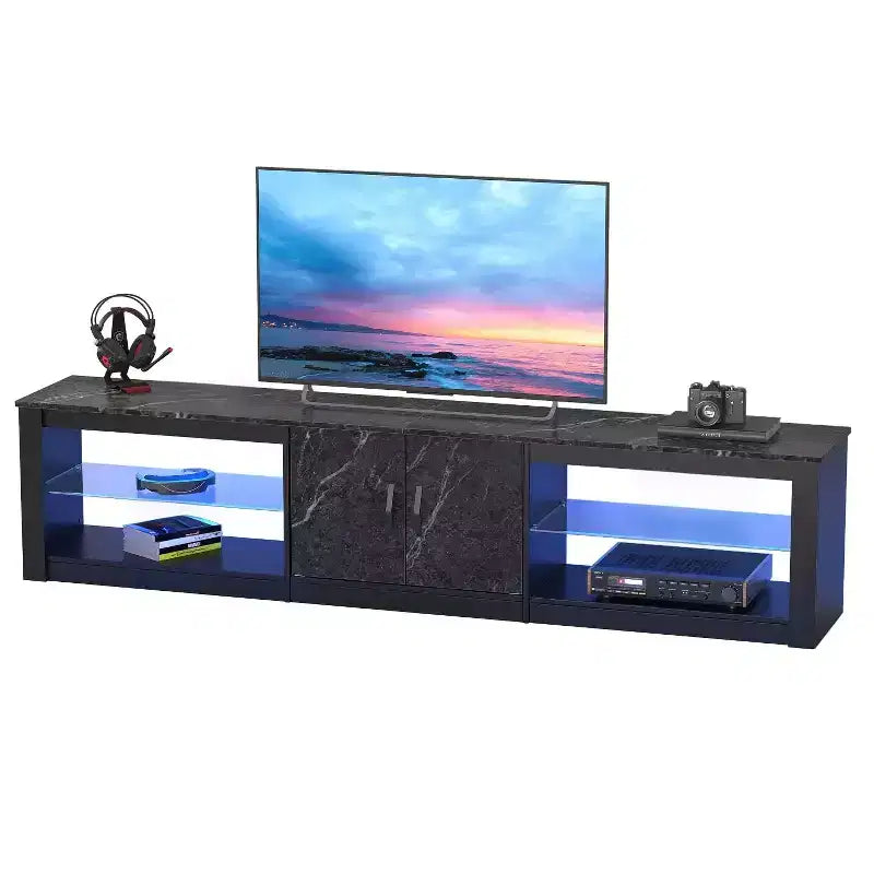 Meuble TV Bestier 70'' avec LED pour téléviseurs jusqu'à 75'', meuble de divertissement pour salon