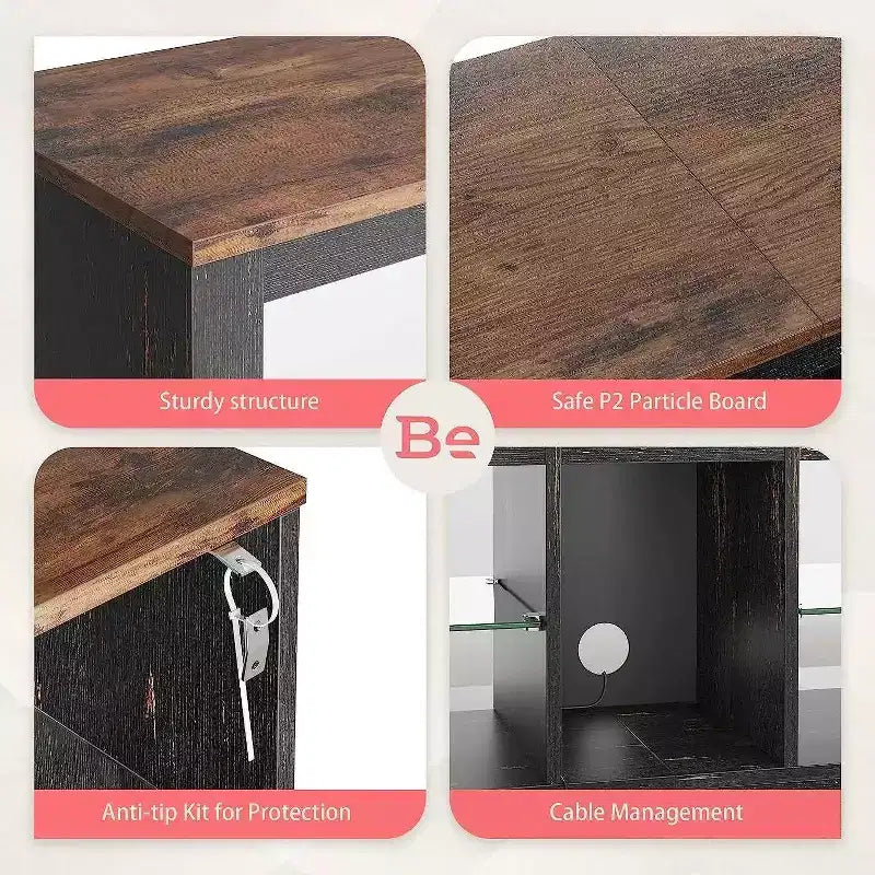 Meuble TV Bestier 70'' avec LED pour téléviseurs jusqu'à 75'', meuble de divertissement pour salon