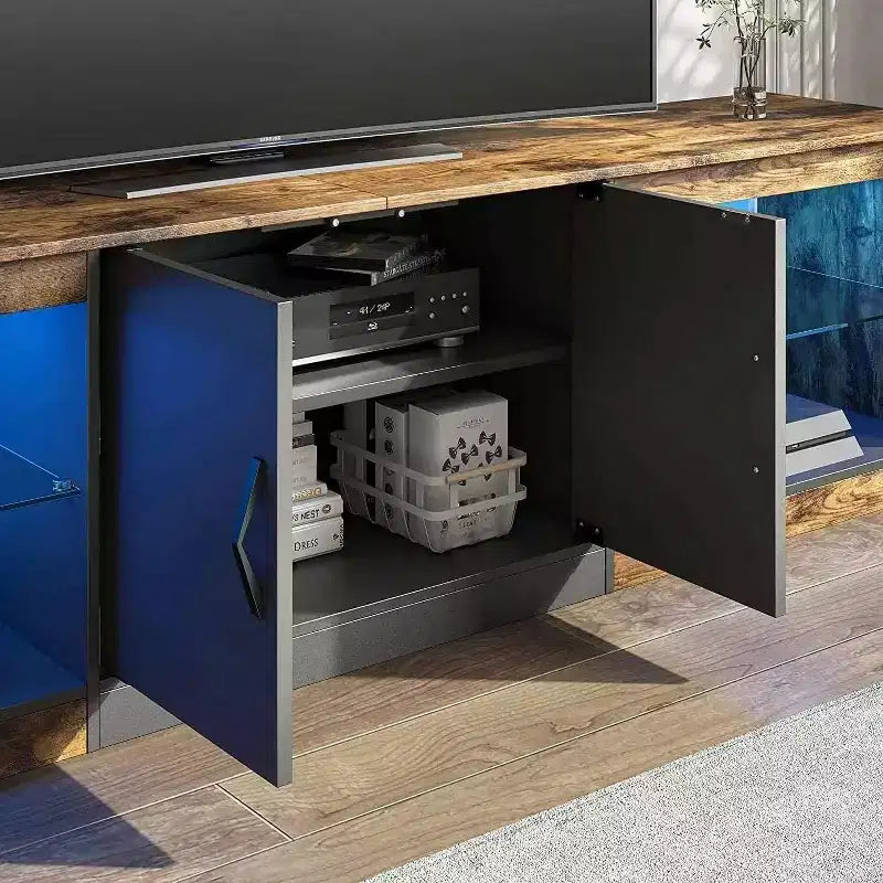 Meuble TV Bestier 70'' avec LED pour téléviseurs jusqu'à 75'', meuble de divertissement pour salon