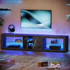 Meuble TV Bestier 70'' avec LED pour téléviseurs jusqu'à 75'', meuble de divertissement pour salon