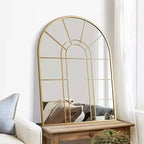 Miroir Mural Doré avec Double Arc à Angle Droit, Design en Fer Forgé