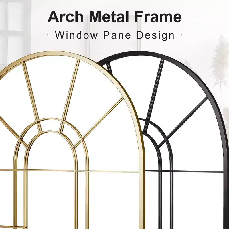 Miroir Mural Doré avec Double Arc à Angle Droit, Design en Fer Forgé