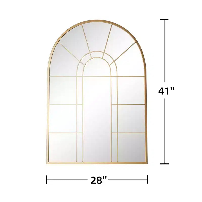 Miroir Mural Doré avec Double Arc à Angle Droit, Design en Fer Forgé
