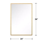 Miroir rectangulaire sophistiqué en aluminium doré de 91 cm avec cadre fin, angles droits, profondeur de 1,5 cm (double face)