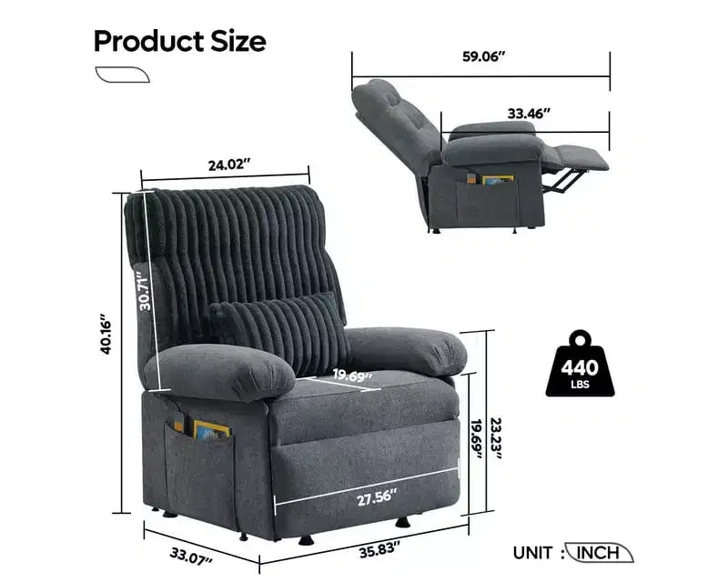 Fauteuil inclinable électrique Bestier Power Lift pour personnes âgées, inclinable électrique à angle réglable avec triple moteur, pochette latérale et fauteuil inclinable doux pour salon et chambre à coucher
