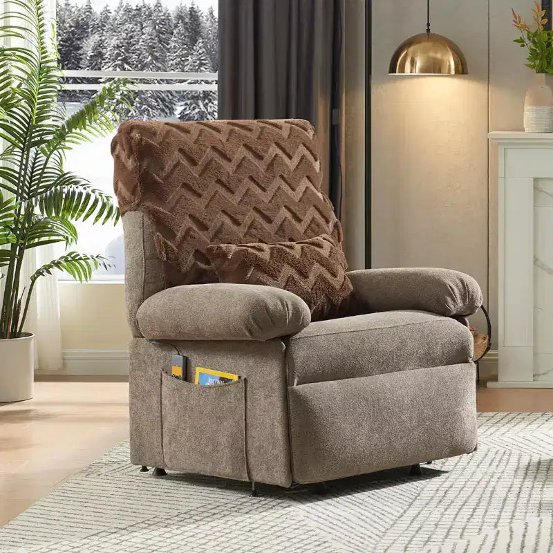 Fauteuil inclinable électrique Bestier Power Lift pour personnes âgées, inclinable électrique à angle réglable avec triple moteur, pochette latérale et fauteuil inclinable doux pour salon et chambre à coucher