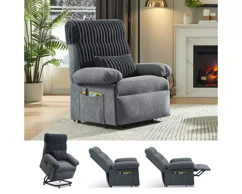Fauteuil inclinable électrique Bestier Power Lift pour personnes âgées, inclinable électrique à angle réglable avec triple moteur, pochette latérale et fauteuil inclinable doux pour salon et chambre à coucher