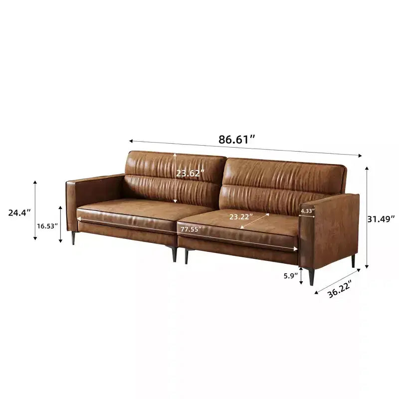 Canapé moderne Luck Live Contemporary de 220 cm en cuir véritable huilé, structure solide, confortable au toucher.