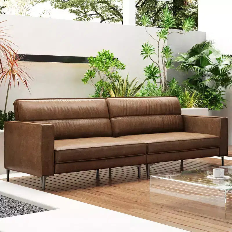 Canapé moderne Luck Live Contemporary de 220 cm en cuir véritable huilé, structure solide, confortable au toucher.