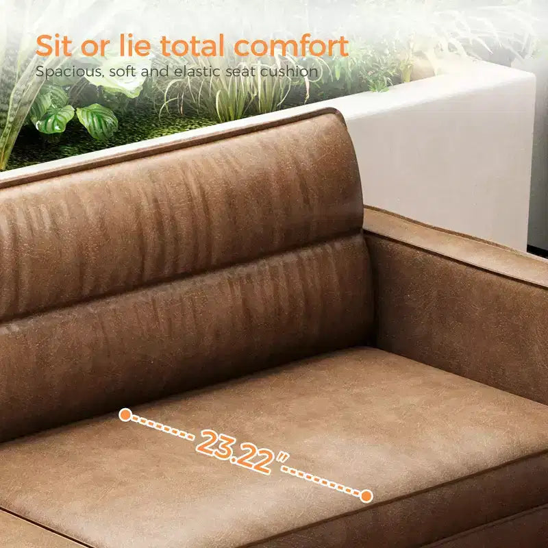 Canapé moderne Luck Live Contemporary de 220 cm en cuir véritable huilé, structure solide, confortable au toucher.