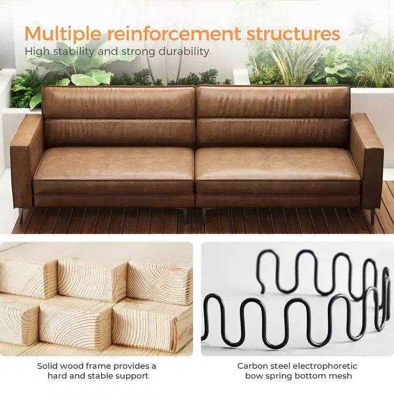Canapé moderne Luck Live Contemporary de 220 cm en cuir véritable huilé, structure solide, confortable au toucher.