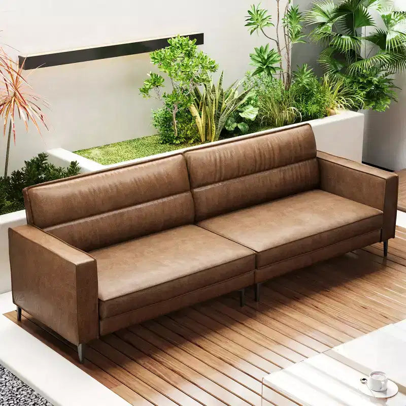 Canapé moderne Luck Live Contemporary de 220 cm en cuir véritable huilé, structure solide, confortable au toucher.