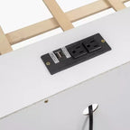 Lit superposé double XL/grand XL sur grand lit avec armoires de rangement et ports USB, construction robuste en bois de pin - ModernLuxe