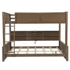 Lit superposé double XL/grand XL sur grand lit avec armoires de rangement et ports USB, construction robuste en bois de pin - ModernLuxe