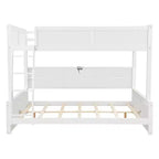 Lit superposé double XL/grand XL sur grand lit avec armoires de rangement et ports USB, construction robuste en bois de pin - ModernLuxe