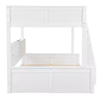 Lit superposé double XL/grand XL sur grand lit avec armoires de rangement et ports USB, construction robuste en bois de pin - ModernLuxe