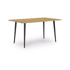 Signature Design by Ashley Gretlynn Modern Rectangular Dining Table - Light Natural Wood with Black Metal Legs - Seats 6