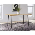 Table à manger rectangulaire moderne Gretlynn de Signature Design by Ashley - Bois clair naturel avec pieds en métal noir - 6 places