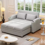 61.6 Canapé-lit convertible moderne en chenille avec ports USB, porte-gobelets et dossier réglable pour salon, appartement