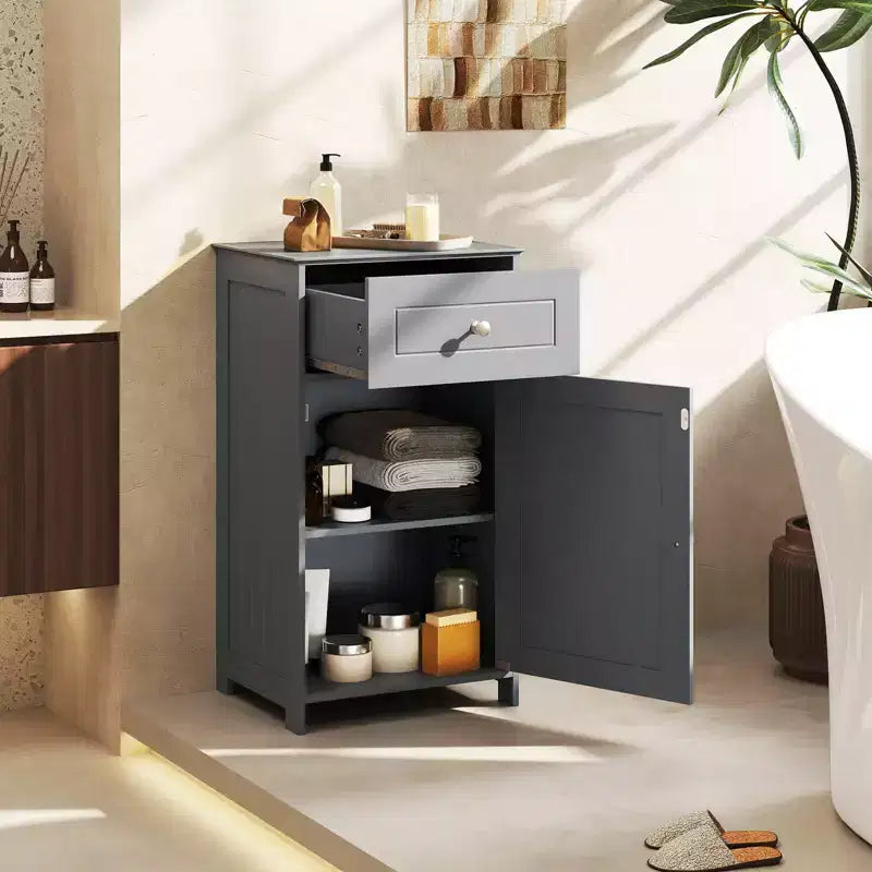 Costway Meuble de Rangement sur Pied pour Salle de Bain Armoire Tiroir Étagère Serviette de Bain Blanc/Gris/Noir