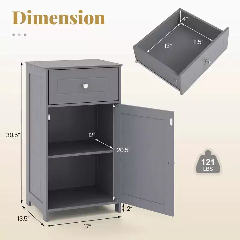 Costway Meuble de Rangement sur Pied pour Salle de Bain Armoire Tiroir Étagère Serviette de Bain Blanc/Gris/Noir