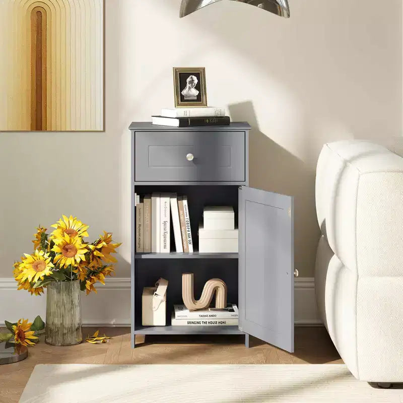 Costway Meuble de Rangement sur Pied pour Salle de Bain Armoire Tiroir Étagère Serviette de Bain Blanc/Gris/Noir