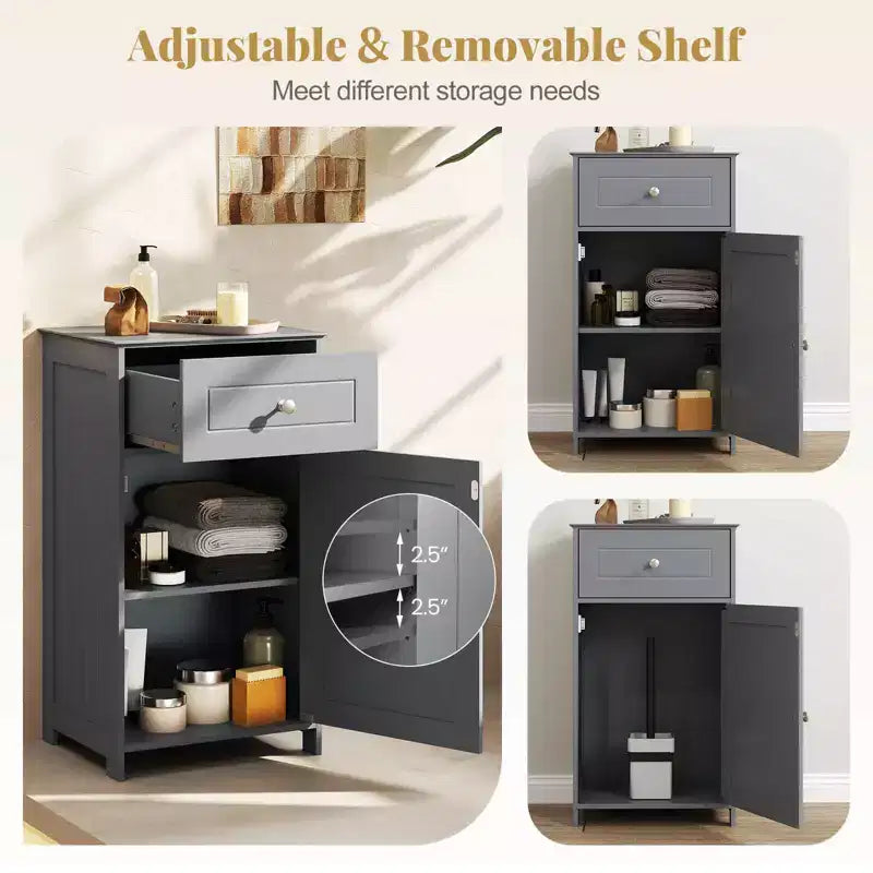 Costway Meuble de Rangement sur Pied pour Salle de Bain Armoire Tiroir Étagère Serviette de Bain Blanc/Gris/Noir