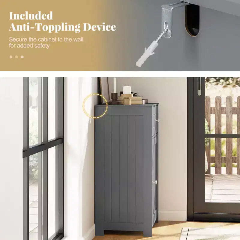 Costway Meuble de Rangement sur Pied pour Salle de Bain Armoire Tiroir Étagère Serviette de Bain Blanc/Gris/Noir