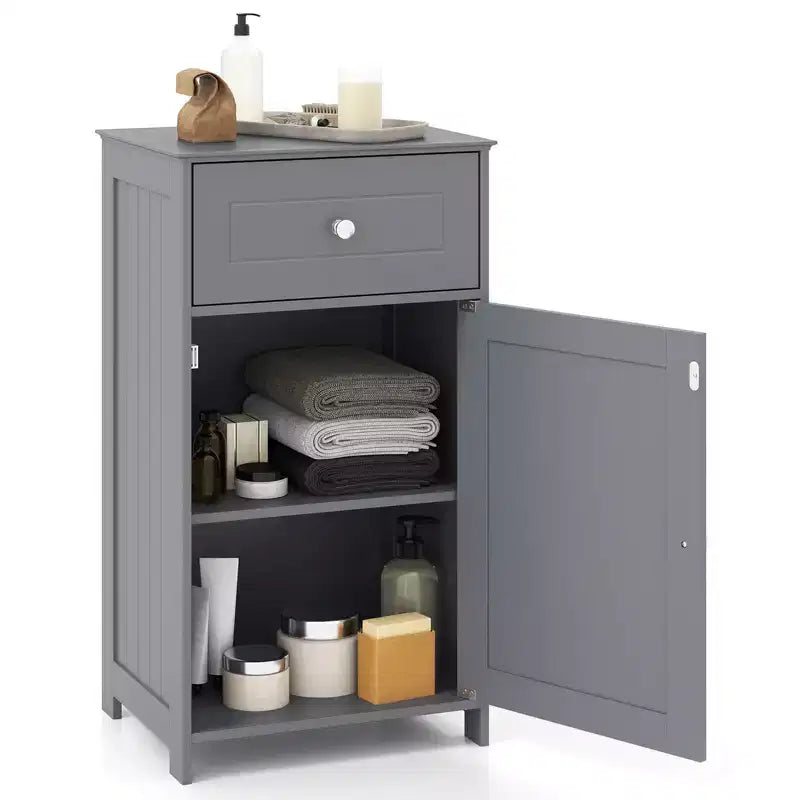 Costway Meuble de Rangement sur Pied pour Salle de Bain Armoire Tiroir Étagère Serviette de Bain Blanc/Gris/Noir