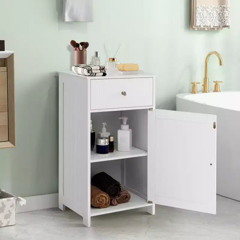 Costway Meuble de Rangement sur Pied pour Salle de Bain Armoire Tiroir Étagère Serviette de Bain Blanc/Gris/Noir