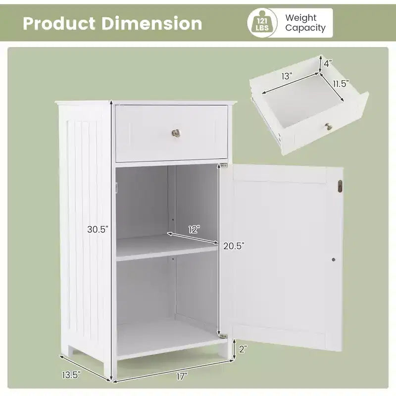 Costway Meuble de Rangement sur Pied pour Salle de Bain Armoire Tiroir Étagère Serviette de Bain Blanc/Gris/Noir