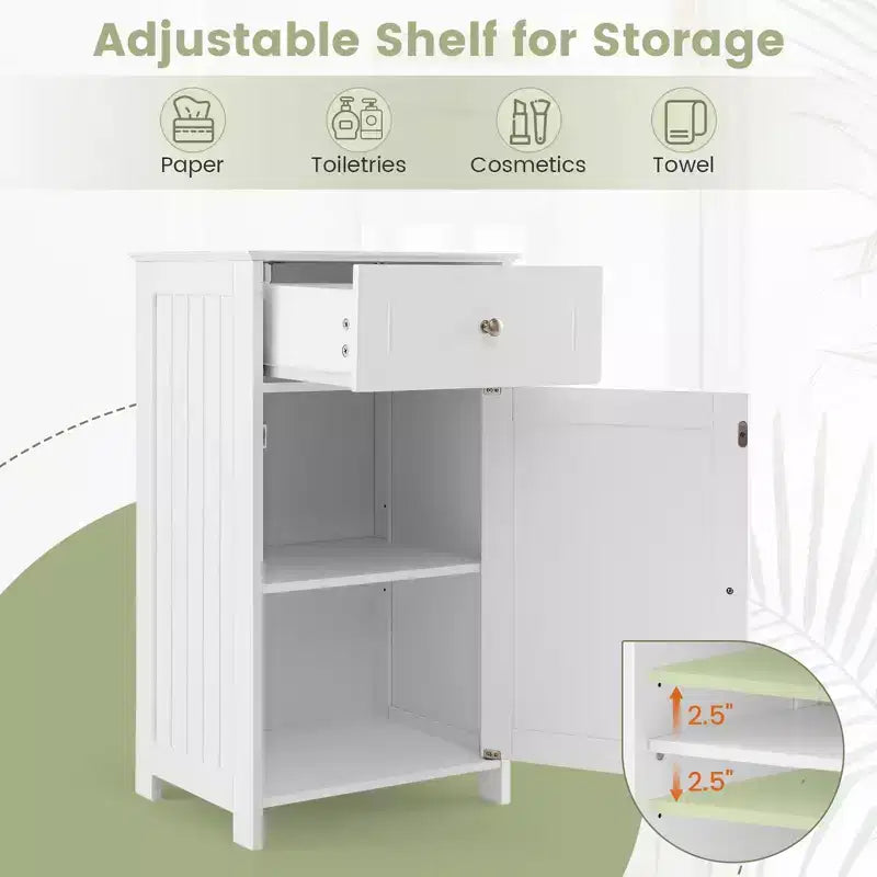 Costway Meuble de Rangement sur Pied pour Salle de Bain Armoire Tiroir Étagère Serviette de Bain Blanc/Gris/Noir