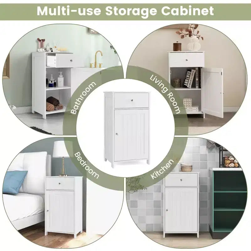 Costway Meuble de Rangement sur Pied pour Salle de Bain Armoire Tiroir Étagère Serviette de Bain Blanc/Gris/Noir