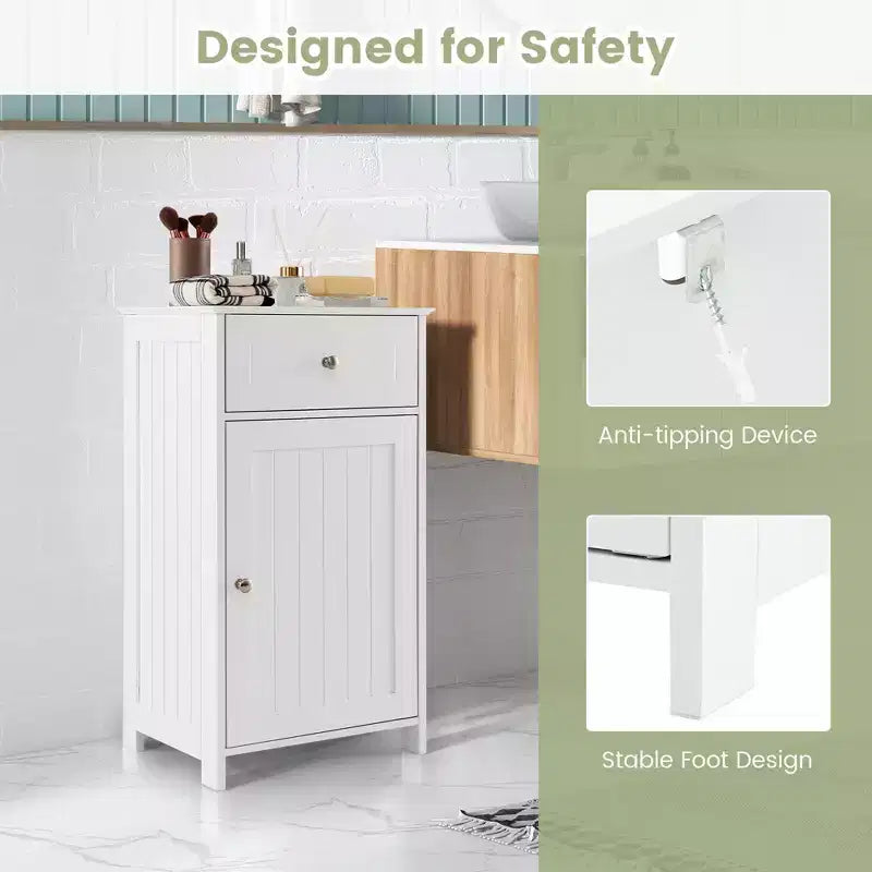 Costway Meuble de Rangement sur Pied pour Salle de Bain Armoire Tiroir Étagère Serviette de Bain Blanc/Gris/Noir
