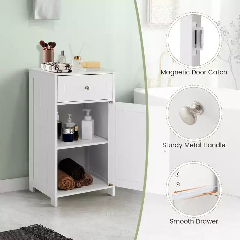 Costway Meuble de Rangement sur Pied pour Salle de Bain Armoire Tiroir Étagère Serviette de Bain Blanc/Gris/Noir