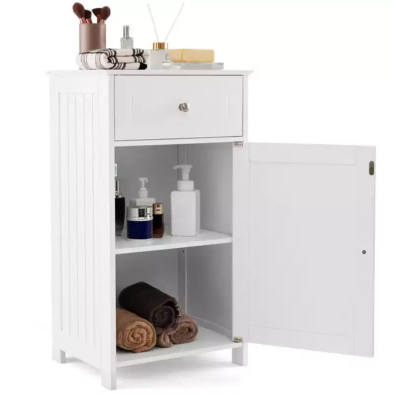 Costway Meuble de Rangement sur Pied pour Salle de Bain Armoire Tiroir Étagère Serviette de Bain Blanc/Gris/Noir